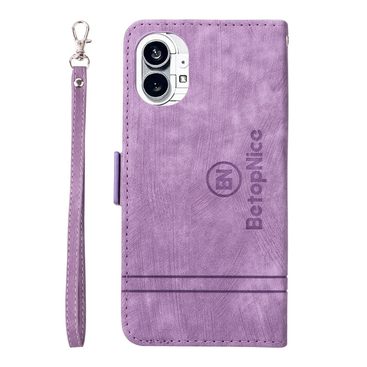 For Nothing Phone 1 BETOPNICE Dual-side Buckle Leather Phone Case(Purple) by BETOPNICE