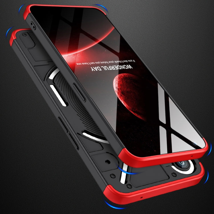 For Nothing Phone 1 GKK Three Stage Splicing Full Coverage PC Phone Case(Black Red) by GKK