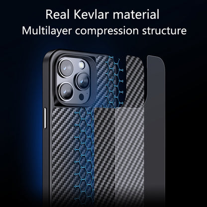 For iPhone 14 Pro Max wlons Magsafe Carbon Fiber Kevlar TPU Phone Case(Black) by wlons