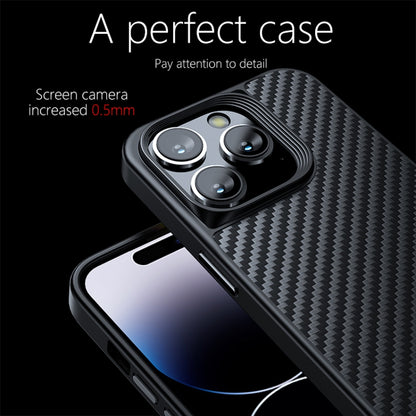 For iPhone 14 Pro Max wlons Magsafe Carbon Fiber Kevlar TPU Phone Case(Black) by wlons