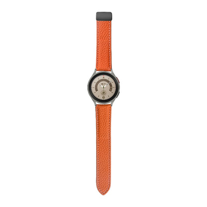 For Samsung Galaxy Watch5 40mm / 44mm Litchi Genuine Leather Watch Band Black Buckle(Orange) by bashfashion