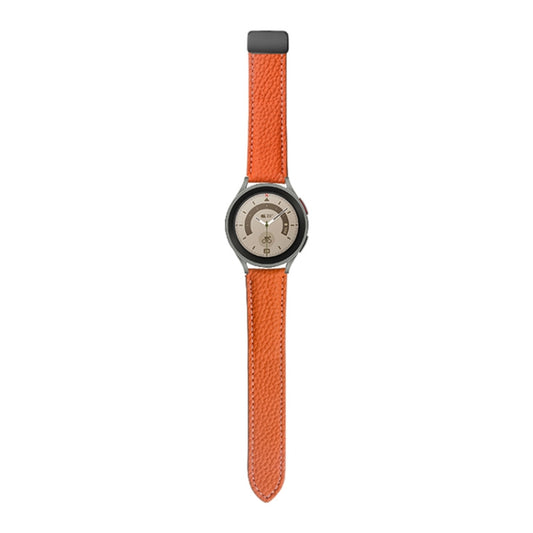 For Samsung Galaxy Watch5 40mm / 44mm Litchi Genuine Leather Watch Band Black Buckle(Orange) by bashfashion