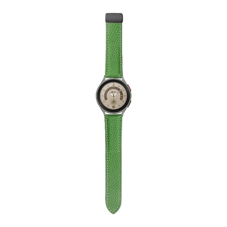 For Samsung Galaxy Watch5 40mm / 44mm Litchi Genuine Leather Watch Band Black Buckle(Green) by bashfashion