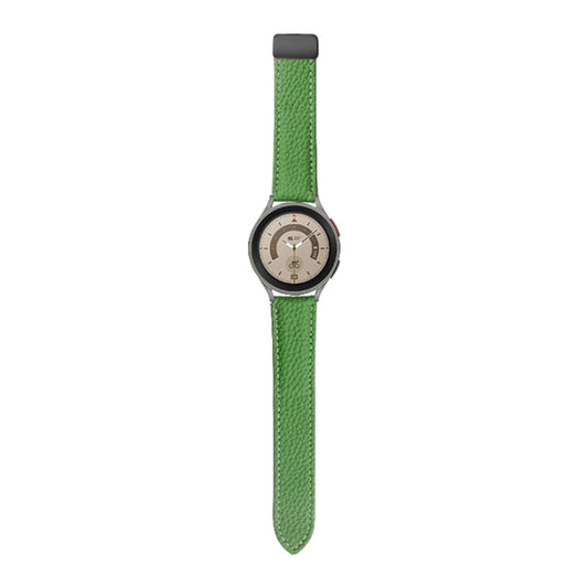 For Samsung Galaxy Watch5 40mm / 44mm Litchi Genuine Leather Watch Band Black Buckle(Green) by bashfashion