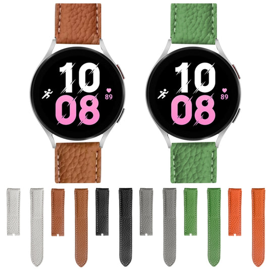 For Samsung Galaxy Watch5 40mm / 44mm Litchi Genuine Leather Watch Band Black Buckle(Green) by bashfashion