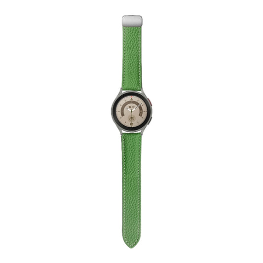 For Samsung Galaxy Watch5 40mm / 44mm Litchi Genuine Leather Watch Band Silver Buckle(Green) by bashfashion
