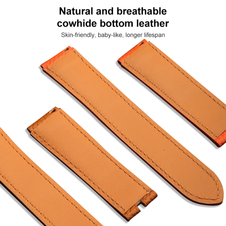 For Samsung Galaxy Watch5 40mm / 44mm Litchi Genuine Leather Watch Band Silver Buckle(Orange) by bashfashion