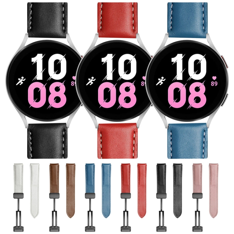 For Samsung Galaxy Watch5 40mm / 44mm Plain Weave Genuine Leather Watch Band Black Buckle(Blue) by bashfashion