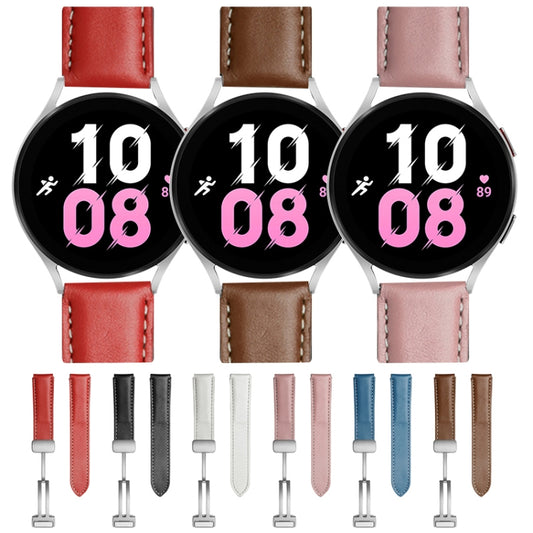 For Samsung Galaxy Watch5 40mm / 44mm Plain Weave Genuine Leather Watch Band Silver Buckle(Red) by bashfashion