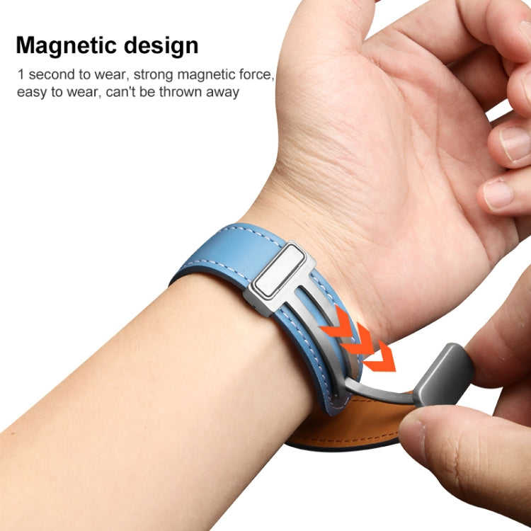 For Samsung Galaxy Watch5 40mm / 44mm Plain Weave Genuine Leather Watch Band Silver Buckle(Blue) by bashfashion