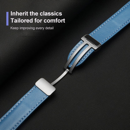 For Samsung Galaxy Watch5 40mm / 44mm Plain Weave Genuine Leather Watch Band Silver Buckle(Blue) by bashfashion