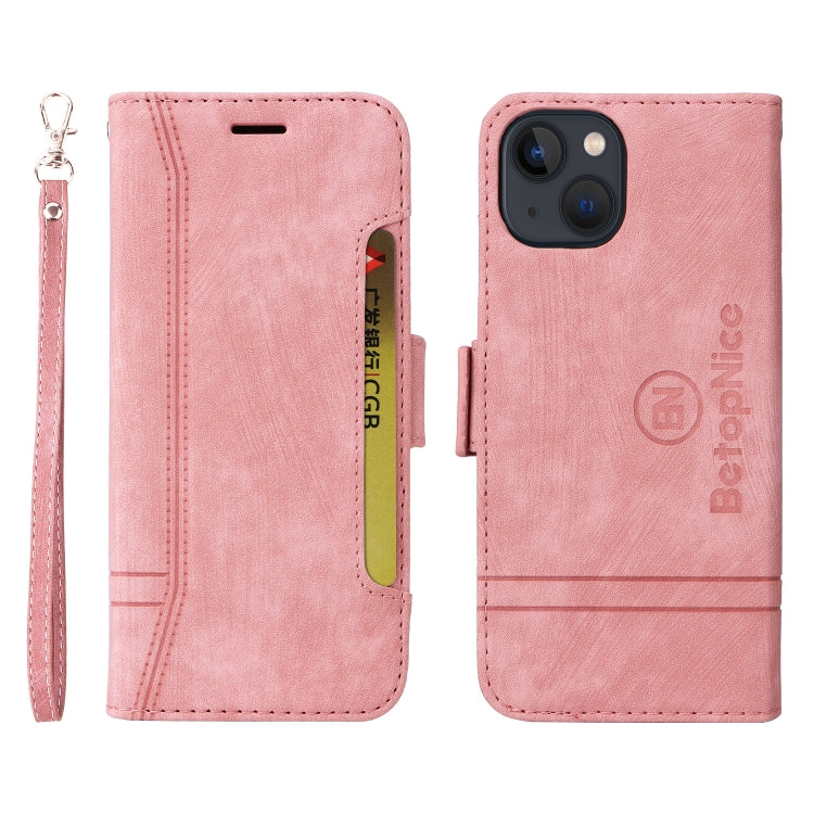 For iPhone 14 BETOPNICE Dual-side Buckle Leather Phone Case(Pink) by BETOPNICE