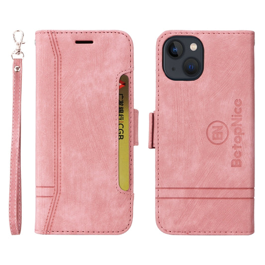 For iPhone 14 BETOPNICE Dual-side Buckle Leather Phone Case(Pink) by BETOPNICE