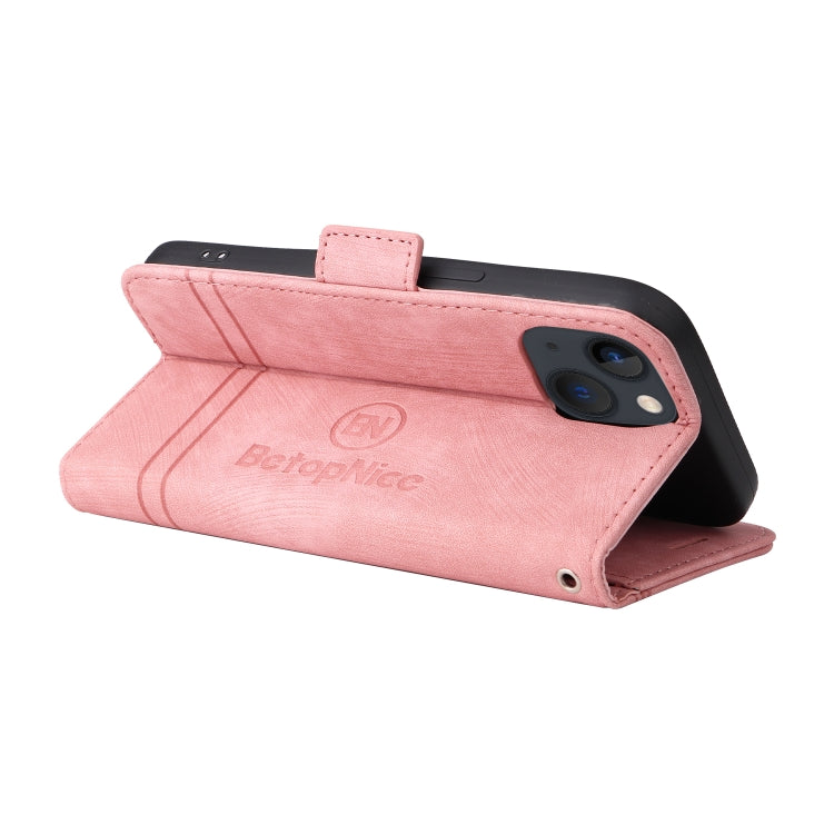 For iPhone 14 BETOPNICE Dual-side Buckle Leather Phone Case(Pink) by BETOPNICE