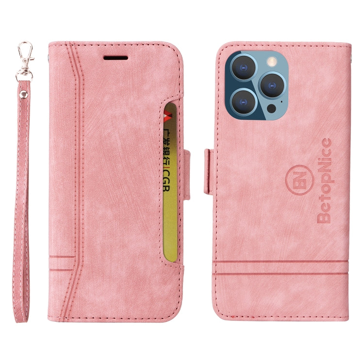 For iPhone 14 Pro Max BETOPNICE Dual-side Buckle Leather Phone Case(Pink) by BETOPNICE