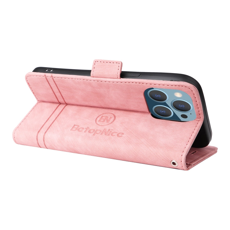 For iPhone 14 Pro Max BETOPNICE Dual-side Buckle Leather Phone Case(Pink) by BETOPNICE
