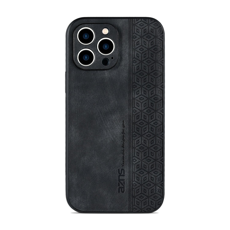 For iPhone 14 Pro Max AZNS 3D Embossed Skin Feel Phone Case(Black) by AZNS