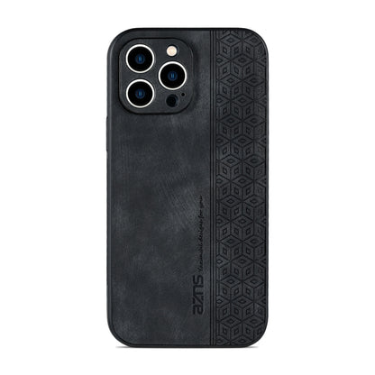 For iPhone 14 Pro Max AZNS 3D Embossed Skin Feel Phone Case(Black) by AZNS
