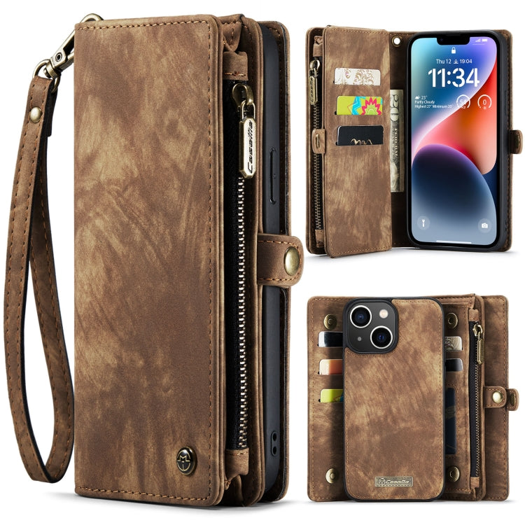 For iPhone 14 CaseMe 008 Detachable Multifunctional Leather Phone Case(Brown) by CaseMe