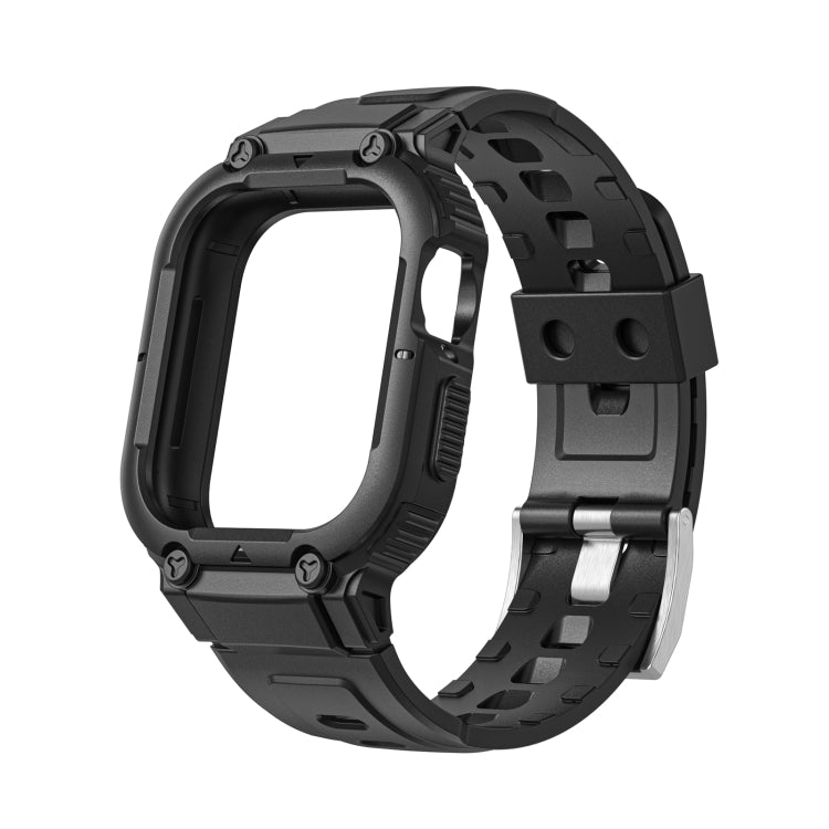 Armor Silicone Watch Band For Apple Watch Series 8&7 45mm / SE 2&6&SE&5&4 44mm / 3&2&1 42mm(Black) by bashfashion