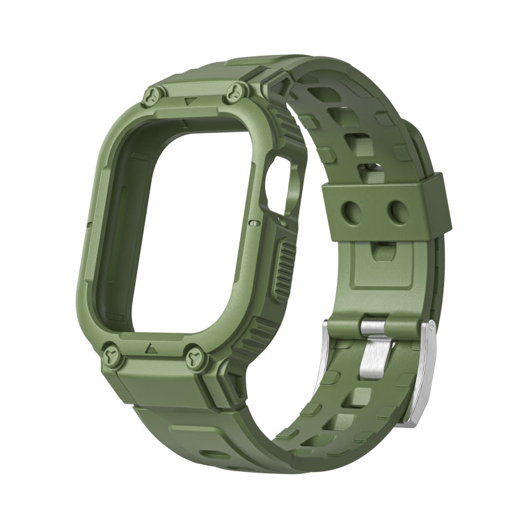 Armor Silicone Watch Band For Apple Watch Series 8&7 45mm / SE 2&6&SE&5&4 44mm / 3&2&1 42mm(Green) by bashfashion