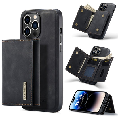 For iPhone 14 Pro DG.MING M1 Series 3-Fold Multi Card Wallet Leather Case(Black) by DG.MING