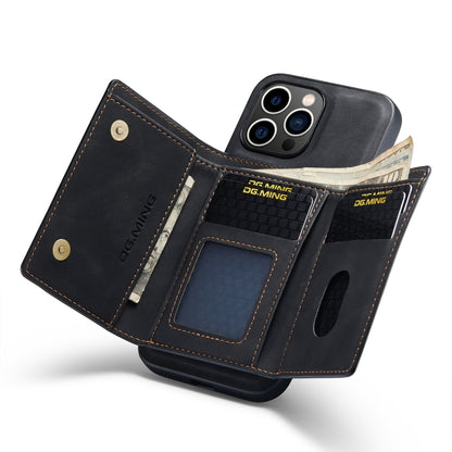 For iPhone 14 Pro DG.MING M1 Series 3-Fold Multi Card Wallet Leather Case(Black) by DG.MING
