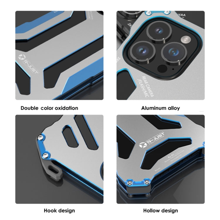 For iPhone 14 Plus R-JUST RJ17 Shockproof Armor Metal Phone Case(Black) by R-JUST