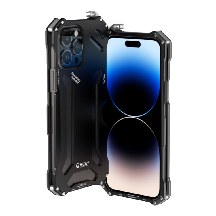 For iPhone 14 Pro R-JUST RJ17 Shockproof Armor Metal Phone Case(Black) by R-JUST