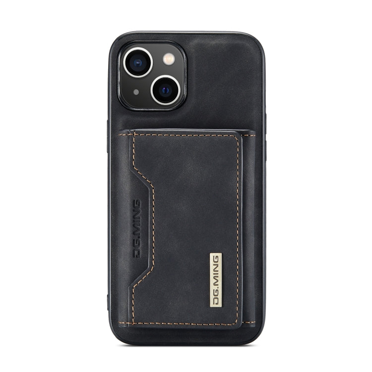 For iPhone 14 DG.MING M2 Series 3-Fold Card Bag Leather Case(Black) by DG.MING