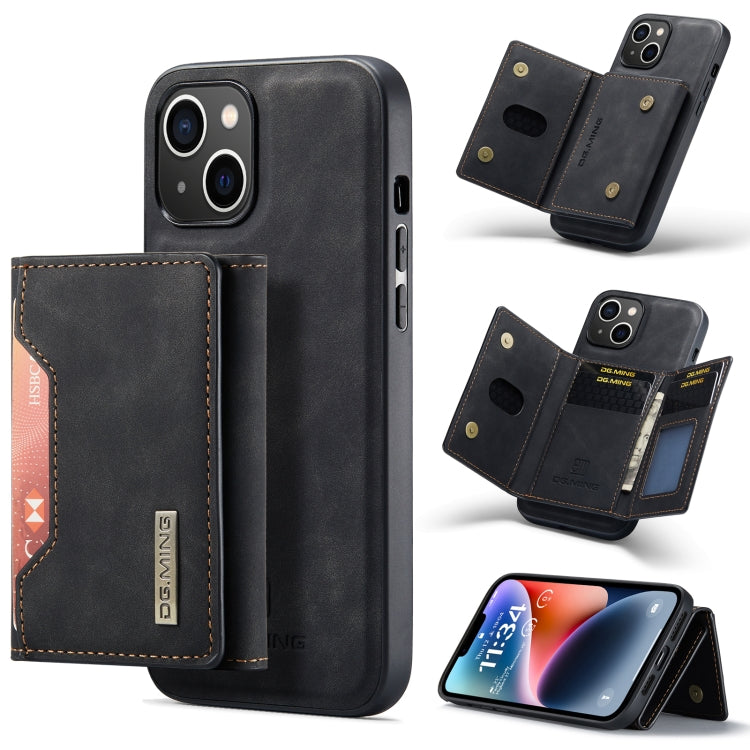 For iPhone 14 Plus DG.MING M2 Series 3-Fold Card Bag Leather Case(Black) by DG.MING