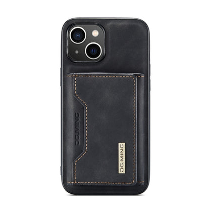 For iPhone 14 Plus DG.MING M2 Series 3-Fold Card Bag Leather Case(Black) by DG.MING