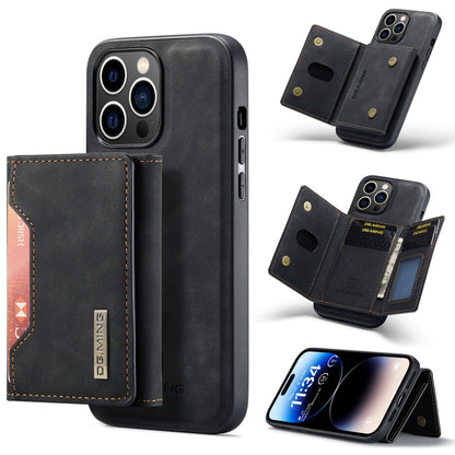 For iPhone 14 Pro DG.MING M2 Series 3-Fold Card Bag Leather Case(Black) by DG.MING