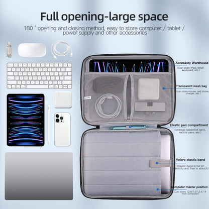 For 12.9-13 inch Laptop Portable Sheepskin Texture Leather Bag(Grey) by bashfashion