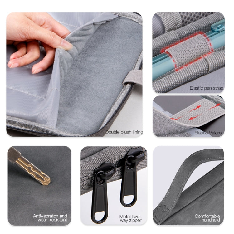 For 12.9-13 inch Laptop Portable Sheepskin Texture Leather Bag(Grey) by bashfashion