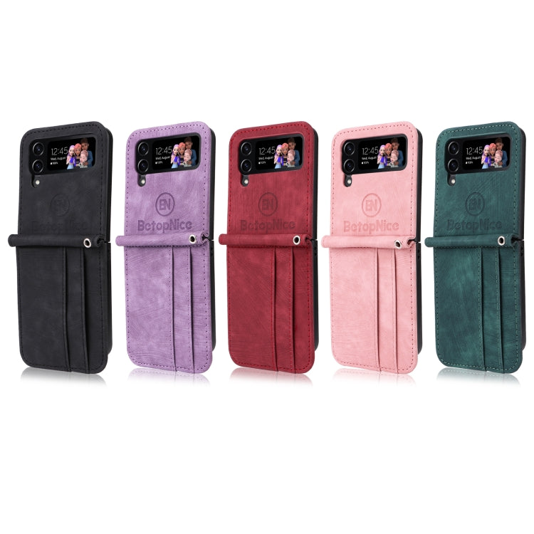 For Samsung Galaxy Z Flip4 BETOPNICE Dual-side Buckle Leather Phone Case(Pink) by BETOPNICE