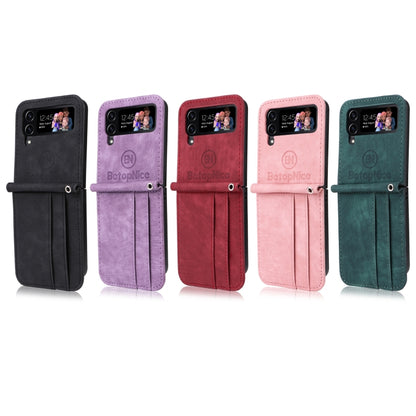 For Samsung Galaxy Z Flip4 BETOPNICE Dual-side Buckle Leather Phone Case(Pink) by BETOPNICE