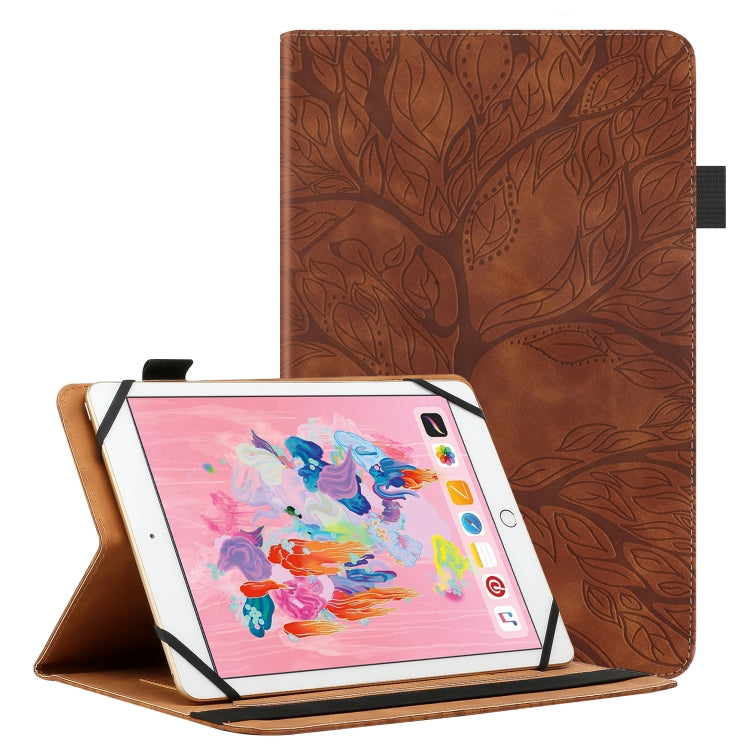 For 10 inch Life Tree Pattern Flip Universal Leather Tablet Case(Brown) by bashfashion