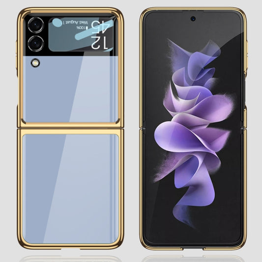 For Samsung Galaxy Z Flip4 GKK Integrated Electroplating Painted Glass Phone Case(Wine Red) by GKK