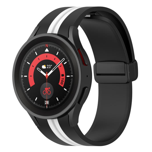 For Samsung Galaxy Watch5 Pro Two-color Stripe Silicone Watch Band(Black White) by bashfashion