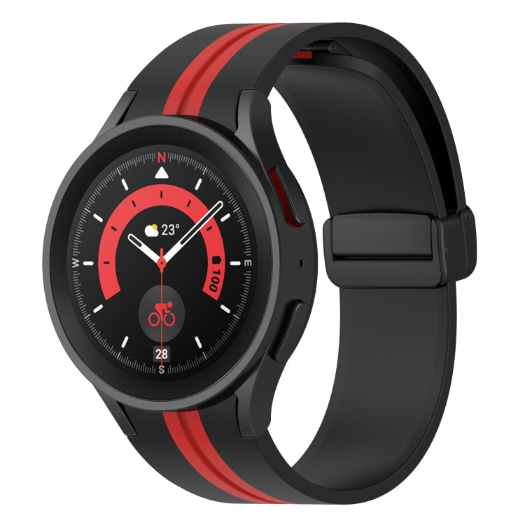 For Samsung Galaxy Watch5 Pro Two-color Stripe Silicone Watch Band(Black Red) by bashfashion