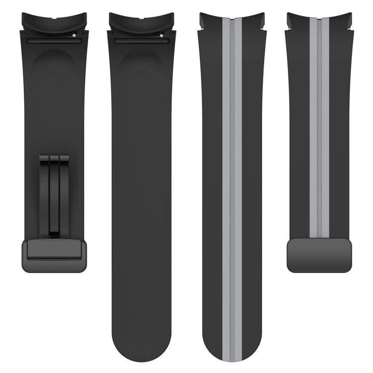 For Samsung Galaxy Watch5 Pro Two-color Stripe Silicone Watch Band(Black Grey) by bashfashion