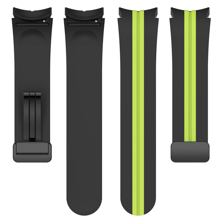 For Samsung Galaxy Watch5 Pro Two-color Stripe Silicone Watch Band(Black Lime Green) by bashfashion