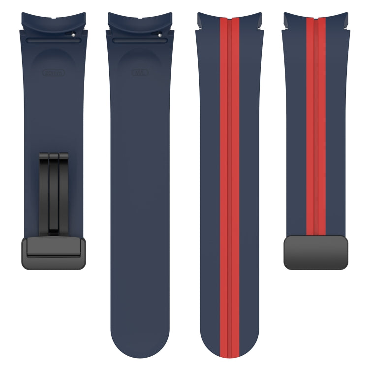 For Samsung Galaxy Watch5 Pro Two-color Stripe Silicone Watch Band(Midnight Blue Red) by bashfashion