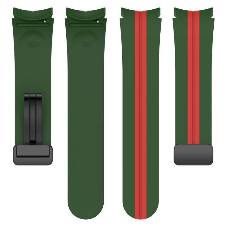 For Samsung Galaxy Watch5 Pro Two-color Stripe Silicone Watch Band(Army Green Red) by bashfashion