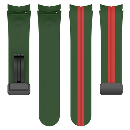 For Samsung Galaxy Watch5 Pro Two-color Stripe Silicone Watch Band(Army Green Red) by bashfashion