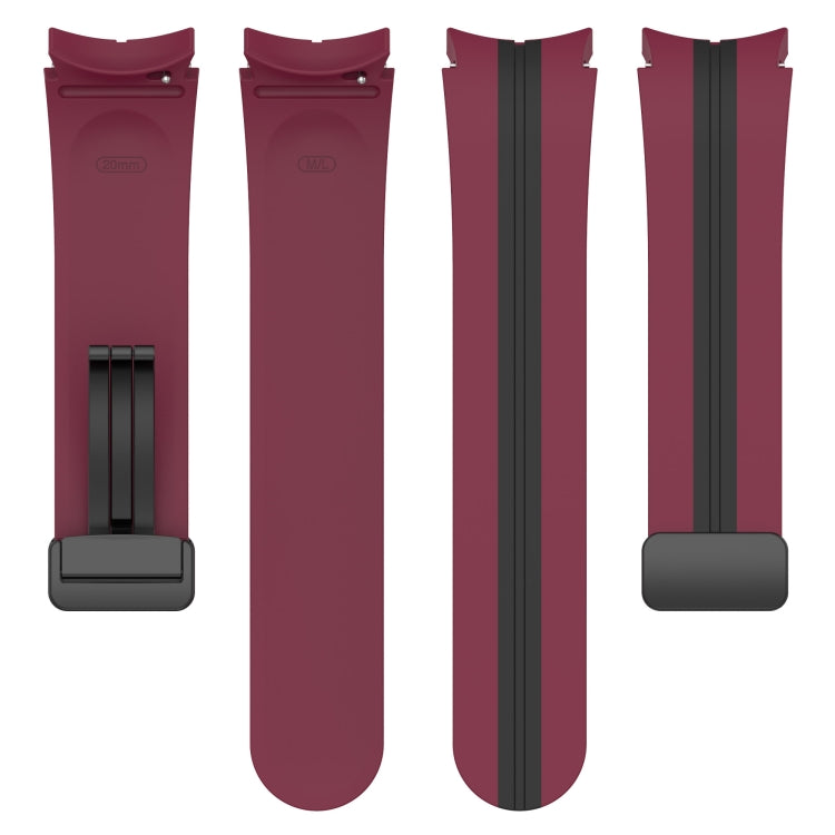For Samsung Galaxy Watch5 Pro Two-color Stripe Silicone Watch Band(Wine Red Black) by bashfashion