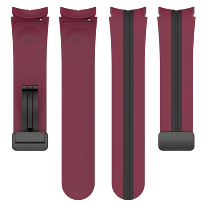 For Samsung Galaxy Watch5 Pro Two-color Stripe Silicone Watch Band(Wine Red Black) by bashfashion