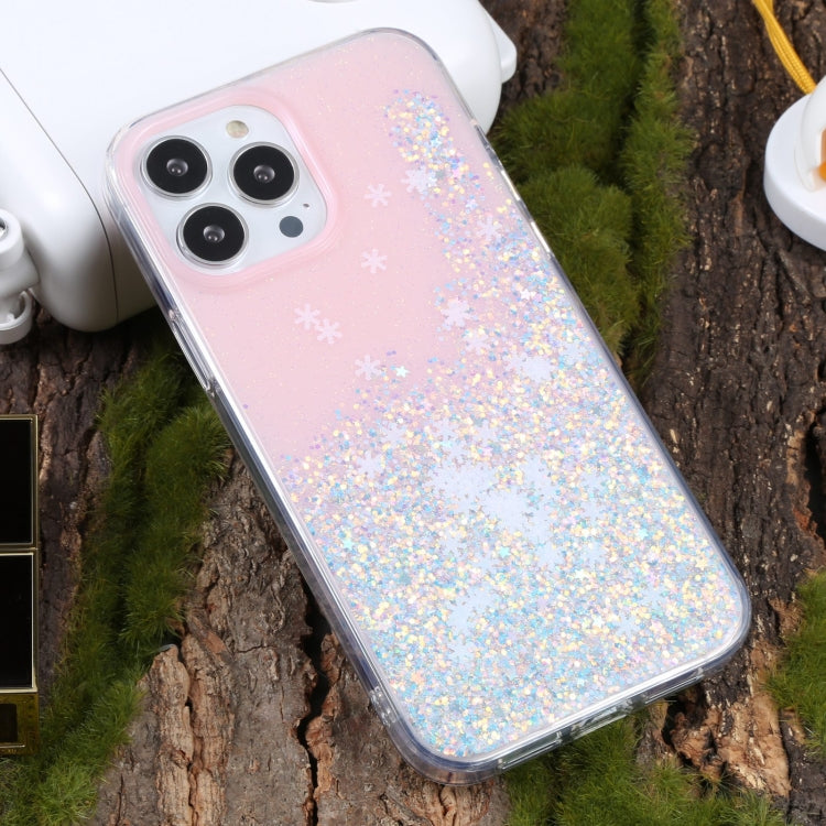 For iPhone 14 Pro Max DFANS DESIGN Snowflake Starlight Shining Phone Case(Pink) by DFANS DESIGN