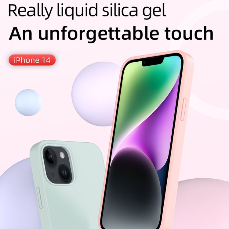 For iPhone 14 Mutural Yuemu Series Liquid Silicone Microfiber Case(Pink) by Mutural